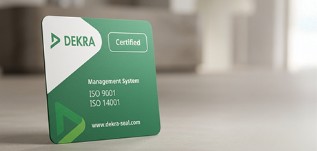 DEKRA-certified management system seal for ISO 9001 and ISO 14001 certification featured in the Elacin newsletter blog.